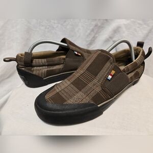 The North Face Casual Brown Plaid Canvas Slip On Mens Shoes Sz 8.5